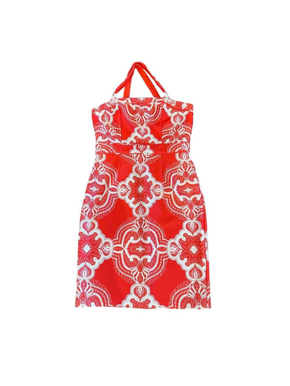 WHBM | Women's Red-Orange Halter Dress | Size 10 | 0797